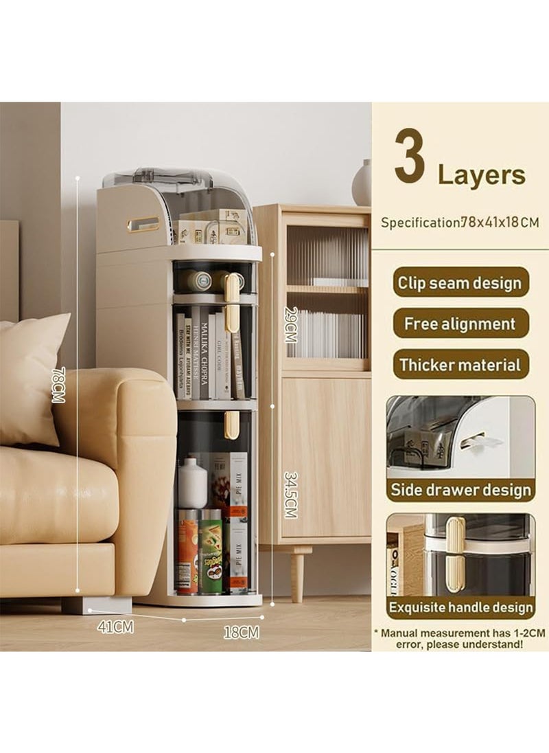 GT-Wheel - Slit Floor Storage Cabinet Narrow Slim Cart Organizer with Clear Drawers and Casters - Image 1