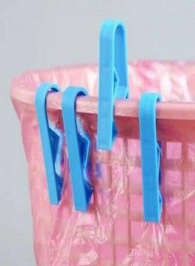 GANPUB 10pc Blue Plastic Kitchen Garbage Bin Clip，Set of Bag Clips - Anti-Slip Fixation Clamp for Trash Cans and Garbage Bins - Image 2