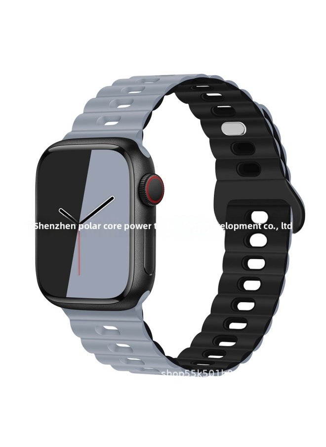 Generic - For Apple Watch Band Iwatch Single And Double Color Silicone Lightning Buckle Ultra For Applewatch Strap 1-8-Color:38/40/41mm Indigo - Image 1