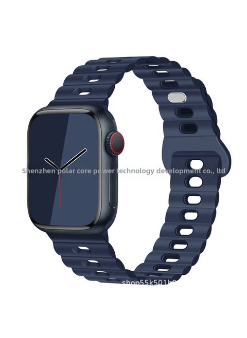 For Apple Watch Band Iwatch Single And Double Color Silicone Lightning Buckle Ultra For Applewatch Strap 1-8-Color:38/40/41mm Indigo