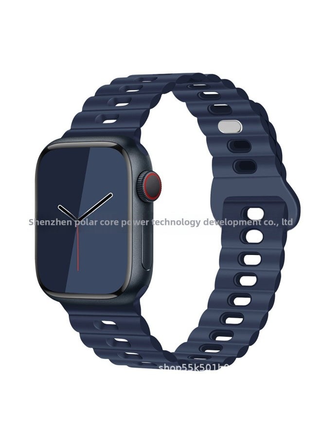 Generic - For Apple Watch Band Iwatch Single And Double Color Silicone Lightning Buckle Ultra For Applewatch Strap 1-8-Color:38/40/41mm Indigo - Image 1