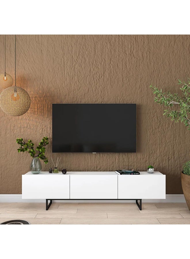 Home Canvas Nova Media White & Black TV Console Table - Image 3