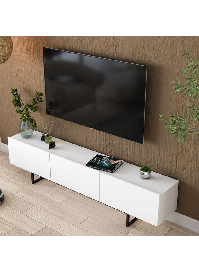 Home Canvas Nova Media White & Black TV Console Table - Image 5