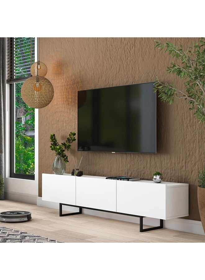 Home Canvas Nova Media White & Black TV Console Table - Image 1