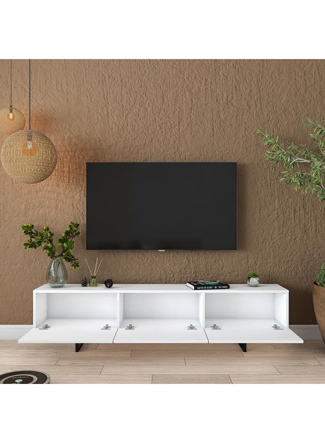 Home Canvas Nova Media White & Black TV Console Table - Image 4