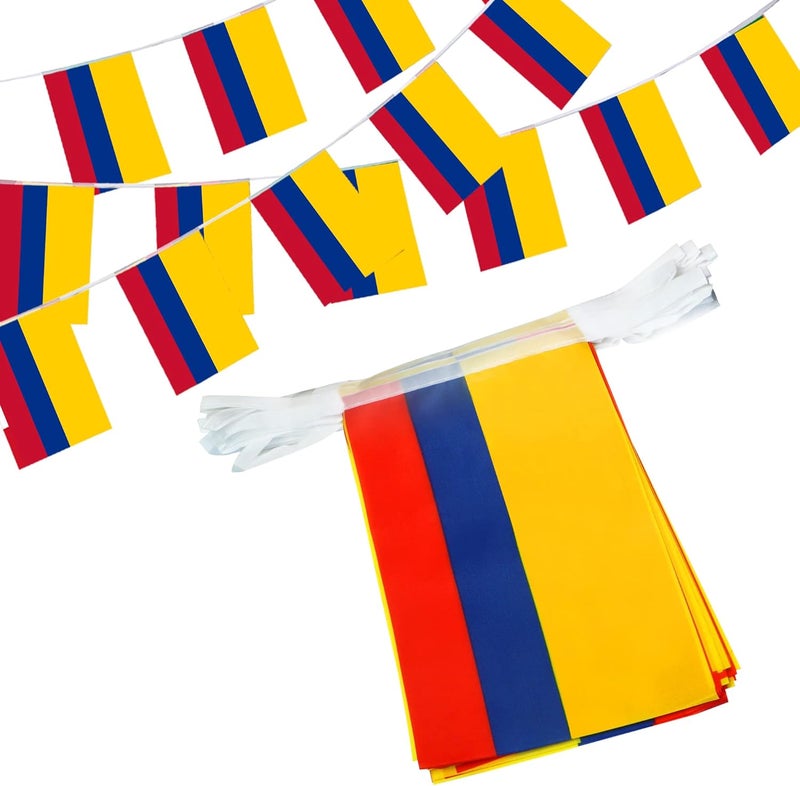 Anley Colombia String Flag Pennant Banners, Patriotic Events 20th of July Colombian Independence Day Decoration Sports Bars - 33 Feet 38 Flags - Image 1