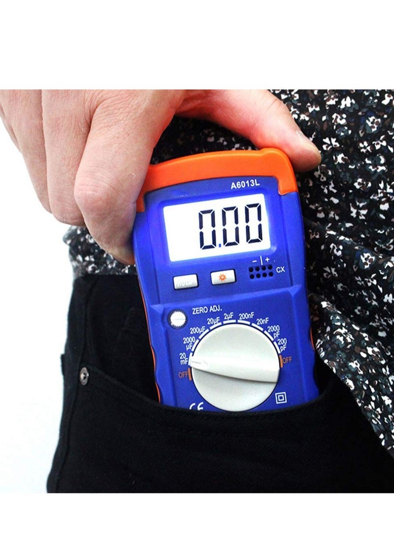 Zikra Digital Capacitance Meter Multimeter Professional A6013L Capacitor Tester Measures Voltage Current Resistance Diodes Continuity Duty-Cycle Capacitance Temperature - Image 5