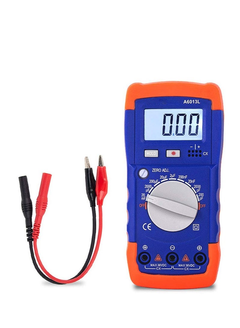 Zikra Digital Capacitance Meter Multimeter Professional A6013L Capacitor Tester Measures Voltage Current Resistance Diodes Continuity Duty-Cycle Capacitance Temperature - Image 1
