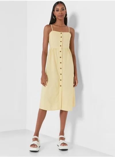 Jacqueline de Yong Button Detail Pleated Dress