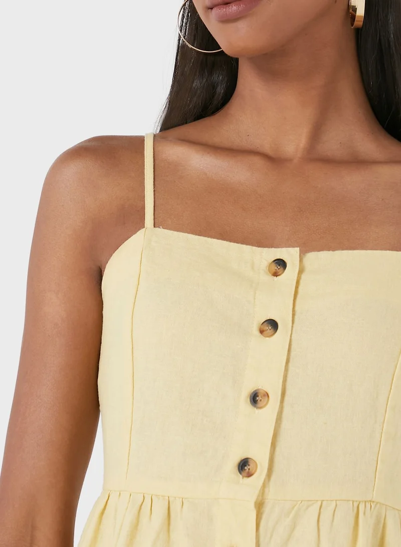 Jacqueline de Yong Button Detail Pleated Dress