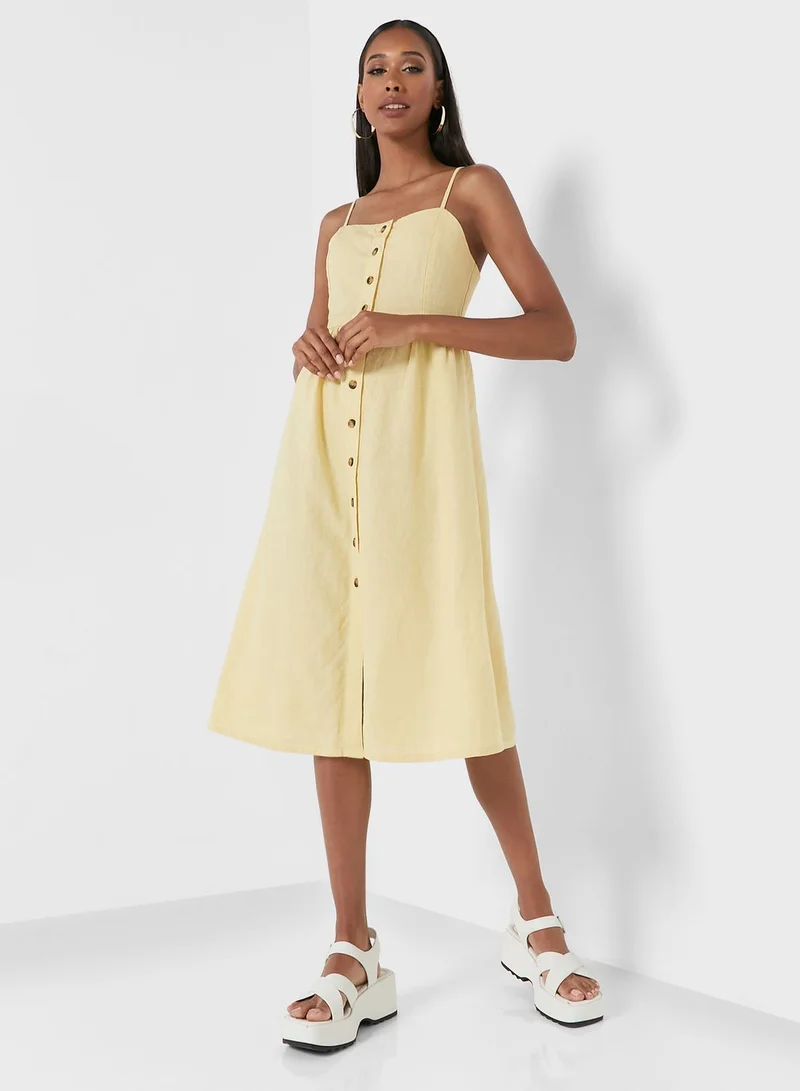 Jacqueline de Yong Button Detail Pleated Dress