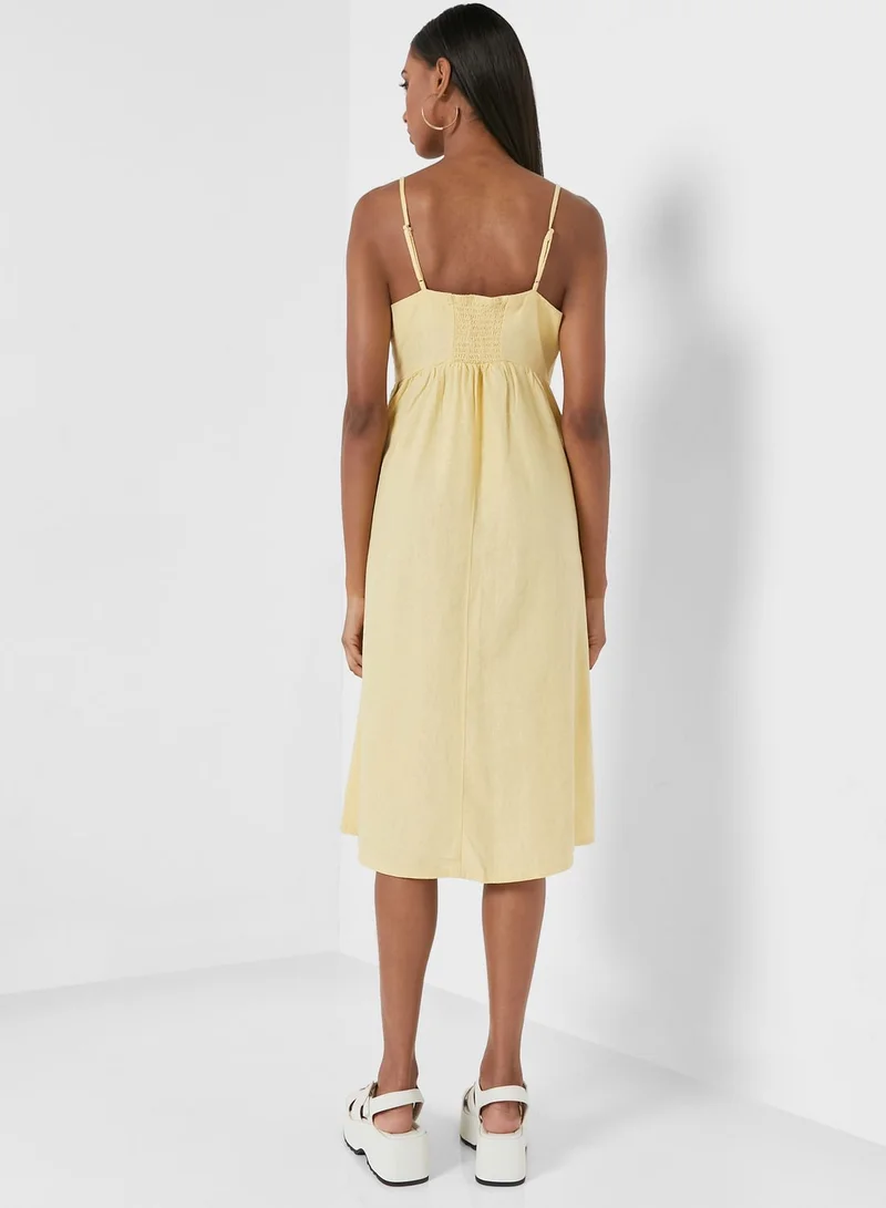 Jacqueline de Yong Button Detail Pleated Dress