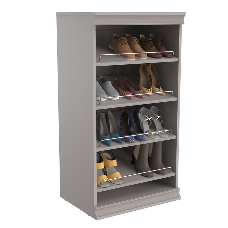 ClosetMaid Modular Storage Shelf Unit with Angled Shoe Shelves Taupe