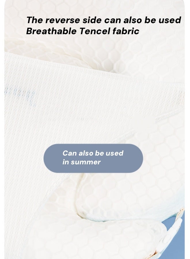 الدليبن وسادة رضاعة للأطفال، وضعية الجسم، وسادة أسفل الظهر للرضاعة الطبيعية، وسادة داعمة من القطن، وسادة أطفال قابلة للتعديل، دعم جلوس الطفل مع غطاء فائق النعومة قابل للإزالة، للرضاعة الطبيعية، قابلة للغسل في الغسالة، ارتفاع 15 درجة (قطة زرقاء) - Image 3