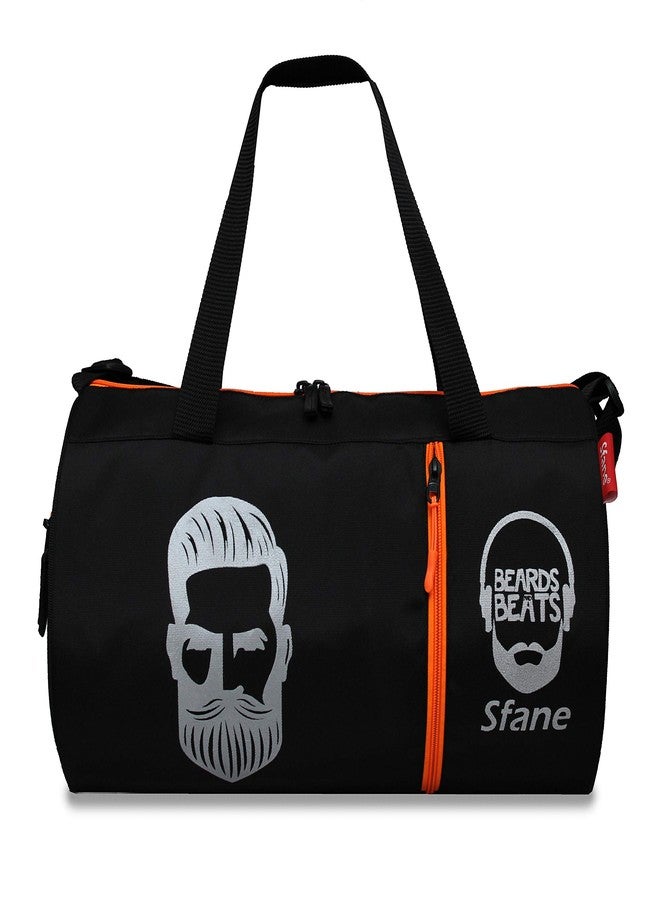 Sfane Men & Women 9.05 inches Black & Orange Mustache PrintedGym Bag/Duffle Bag/Sports Bag/Shoulder Bag/Sports Bags/Gym Bags for Men & Women - Image 1