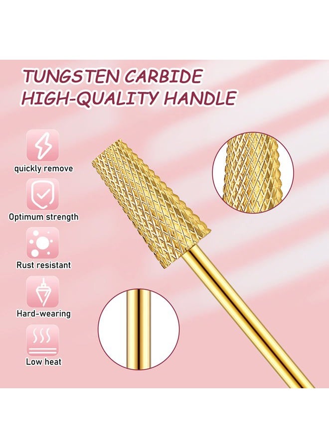Hestya 7 Pieces Nail Drill Bit Set, Tungsten Carbide Drill Bit Set, Cuticle Drill Bits Nail Bits for Nail Drill 3/32 Inch for Nail Bit Manicure Pedicure (Gold) - Image 2