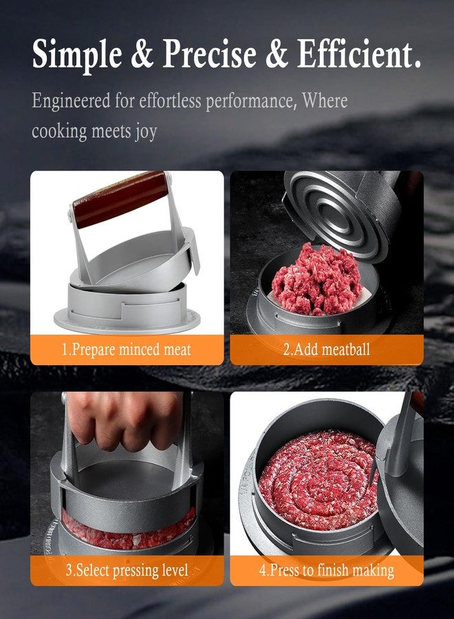EQUNROY Hamburger Press Patty Maker, 3-in-1 Adjustable Burger Shaper Mold for 1/2 lb, 1/3 lb, 1/4 lb Patties, Cast Aluminum Stuffed Burger Ring, Heavy Duty Slider & Sausage Patty Maker, Non-Stick & Easy Clean - Image 4