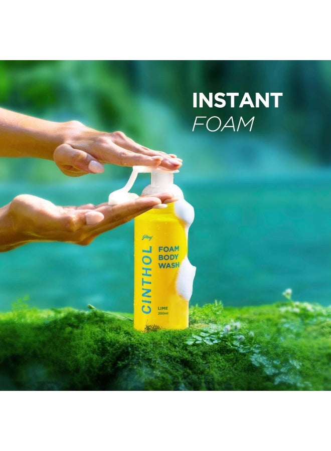 Cinthol Lime Foam Body Wash Combi Pack, 1 Bottle & 2 Refills, 600ml - Image 3