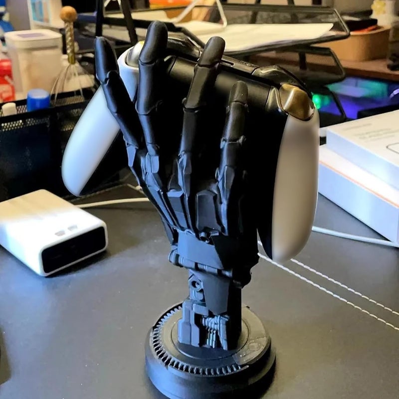 Azonee PS5 Controller Stand - 3D Cyberpunk Robot Hand Model, Desktop Decoration and Headset Hanger, Game Player Gift, Halloween Decorations - Image 4