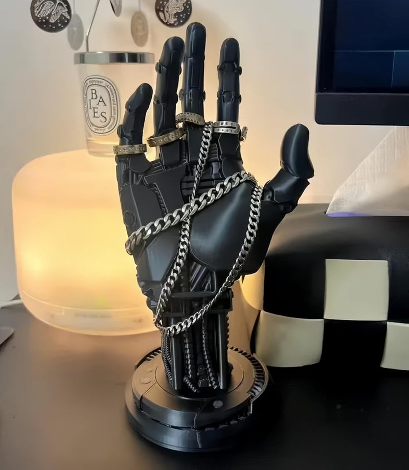 Azonee PS5 Controller Stand - 3D Cyberpunk Robot Hand Model, Desktop Decoration and Headset Hanger, Game Player Gift, Halloween Decorations - Image 5