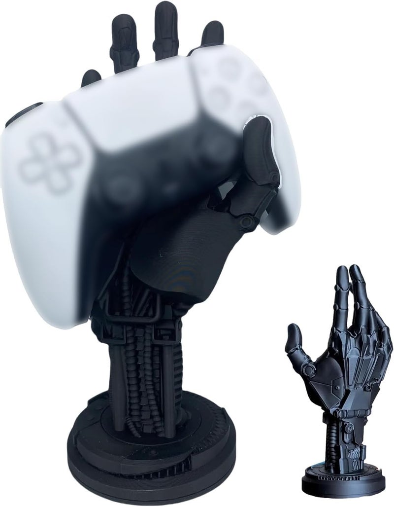 Azonee PS5 Controller Stand - 3D Cyberpunk Robot Hand Model, Desktop Decoration and Headset Hanger, Game Player Gift, Halloween Decorations - Image 1