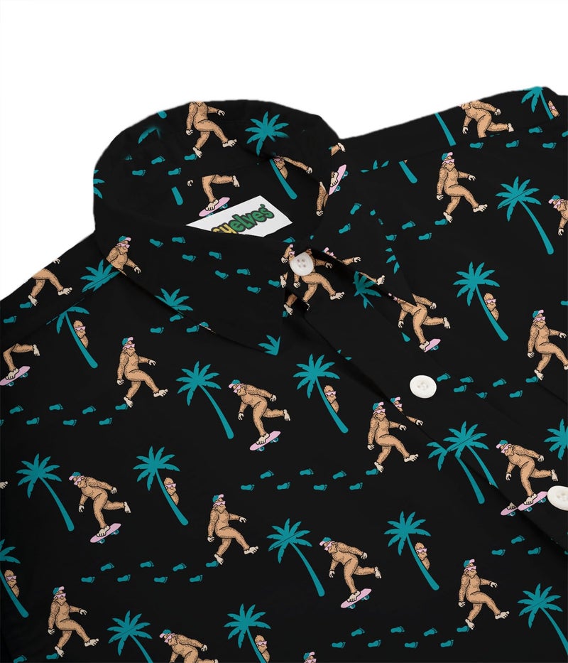 Tipsy Elves Black Sasquatch Shredder Hawaiian Shirts for Men - Casual Beach & Summer Party Shirts for Men - Stretch Fabric with Modern Fit - Fun Design for Parties & Vacation - X-Large - Image 4