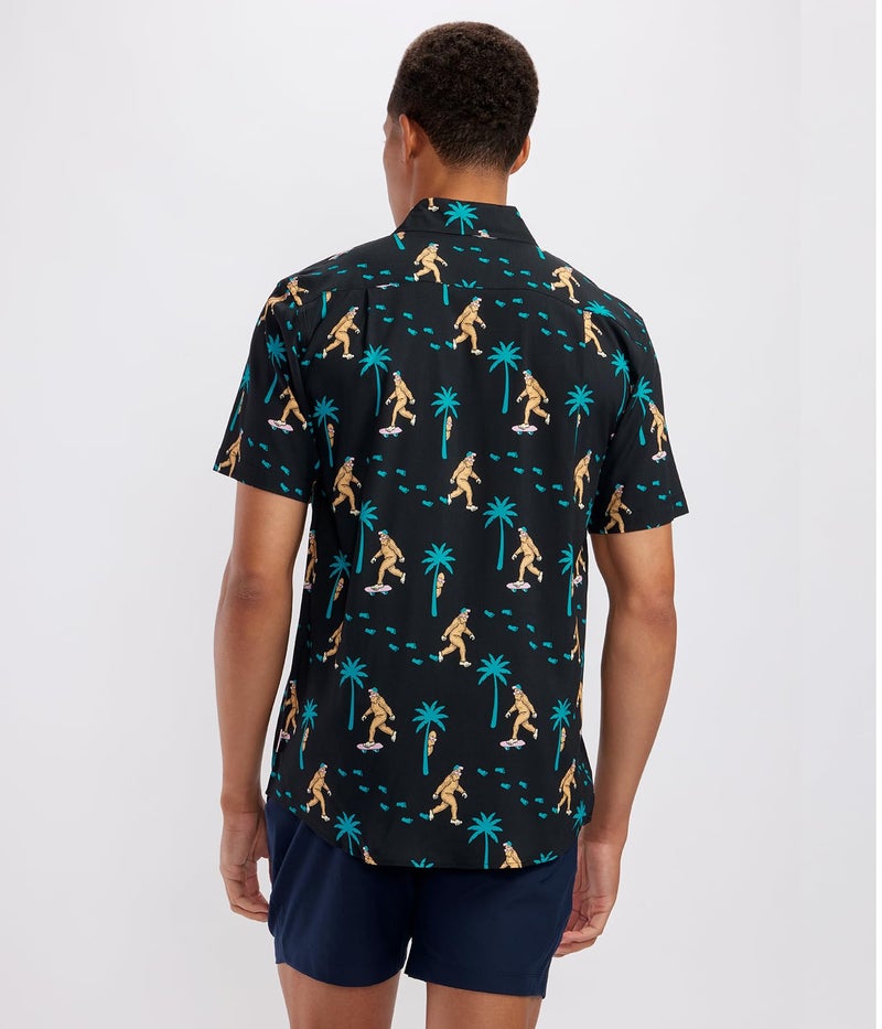 Tipsy Elves Black Sasquatch Shredder Hawaiian Shirts for Men - Casual Beach & Summer Party Shirts for Men - Stretch Fabric with Modern Fit - Fun Design for Parties & Vacation - X-Large - Image 3