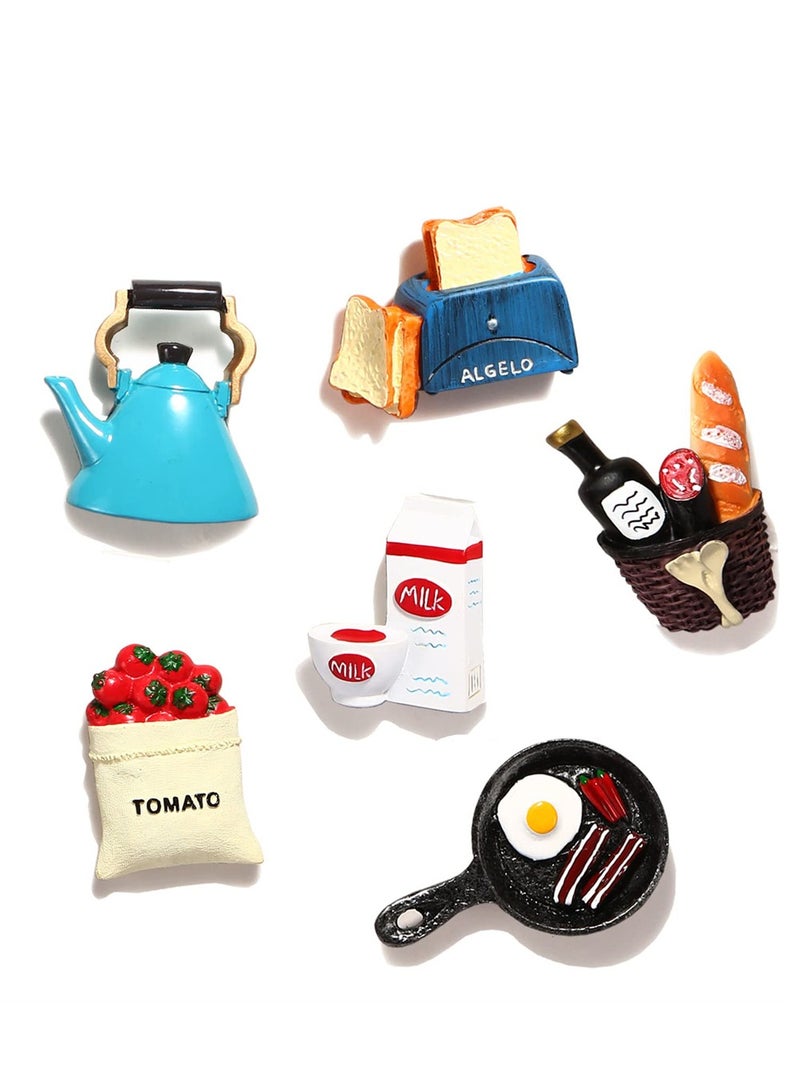 Zikra Food Fridge Magnets, Food Magnets for Fridge, Fun Refrigerator Magnets Decorative , Magnets Fridge Large Resin Strong Magnets for Kitchen Decor (6 Pcs) - Image 1