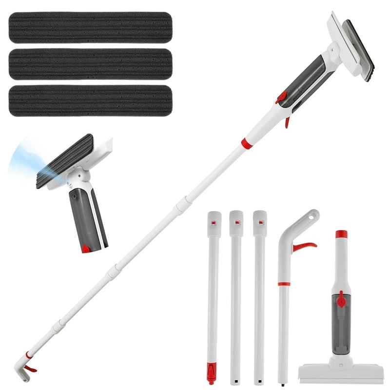 Window Cleaning Tool – 1.5 Meters (3-Section Pole, 4 Cleaning Cloths), Squeegee, for Glass
