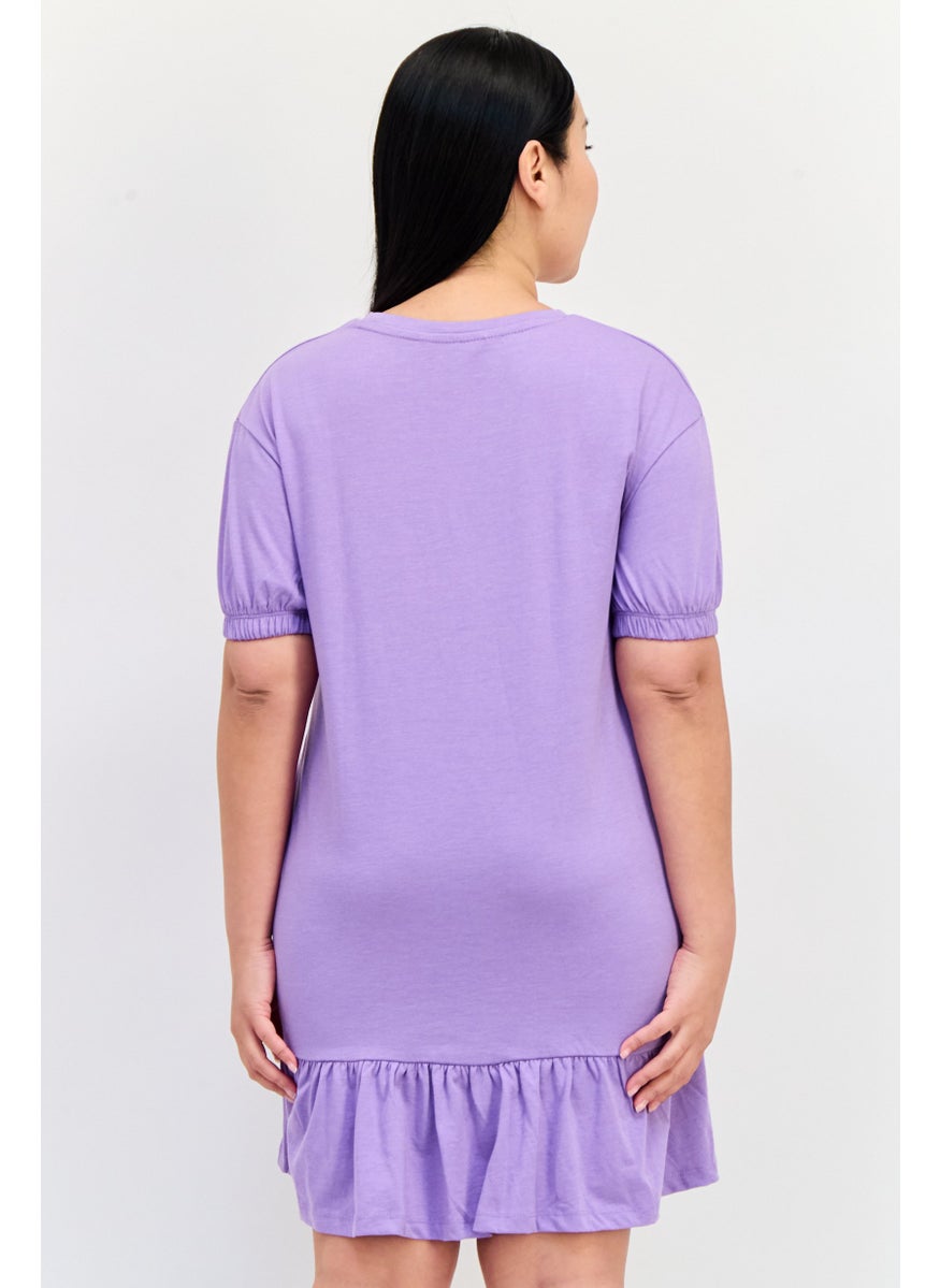 ONLY Women Solid Mini Dress, Purple  - Image 3