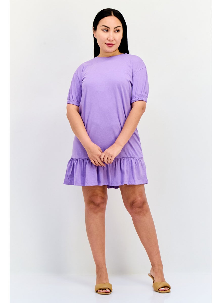 ONLY Women Solid Mini Dress, Purple  - Image 4