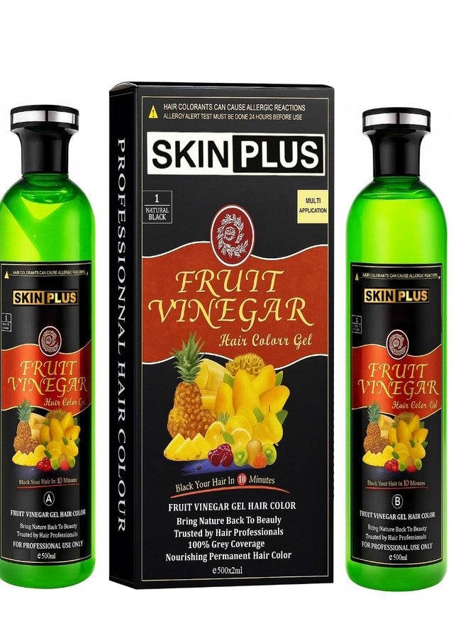 SKINPLUS Fruit Vinegar Gel Organic & Natural Hair Color Dye for Black Hair (BLACK, 1000 ML) - Image 2