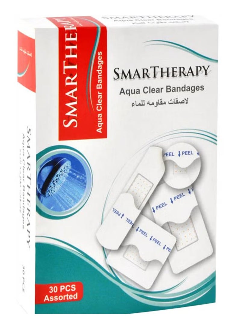 سمارثيرابي عبوة 30 قطعة لصقات جروح ضمادات شفافة – مقاسات متنوعة – مقاومة للماء - Image 1