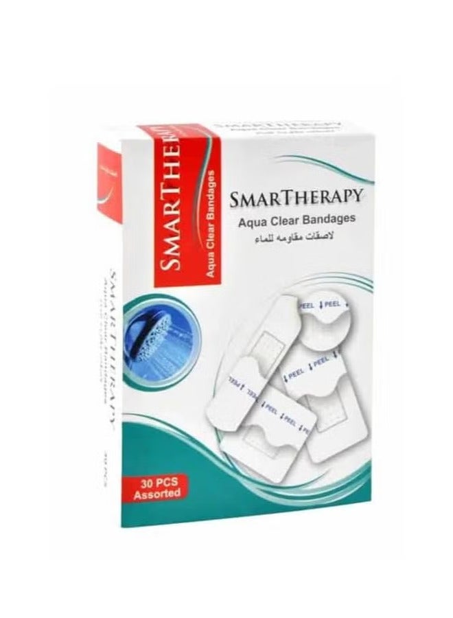 سمارثيرابي عبوة 30 قطعة لصقات جروح ضمادات شفافة – مقاسات متنوعة – مقاومة للماء - Image 2
