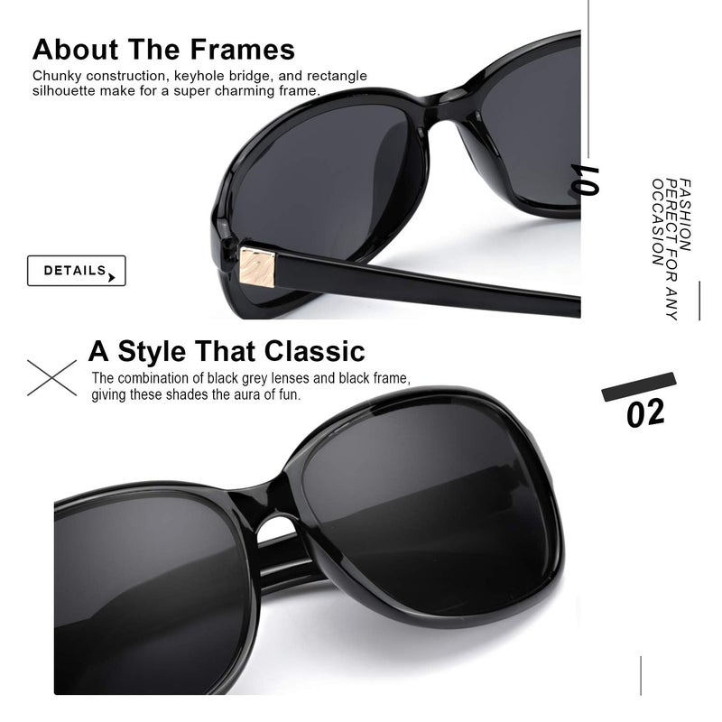 SIPHEW 2Pack Polarized Sunglasses Womens Trendy, Classic Square Sun Glasses for Women UV Protection Wrap Shades - Image 5