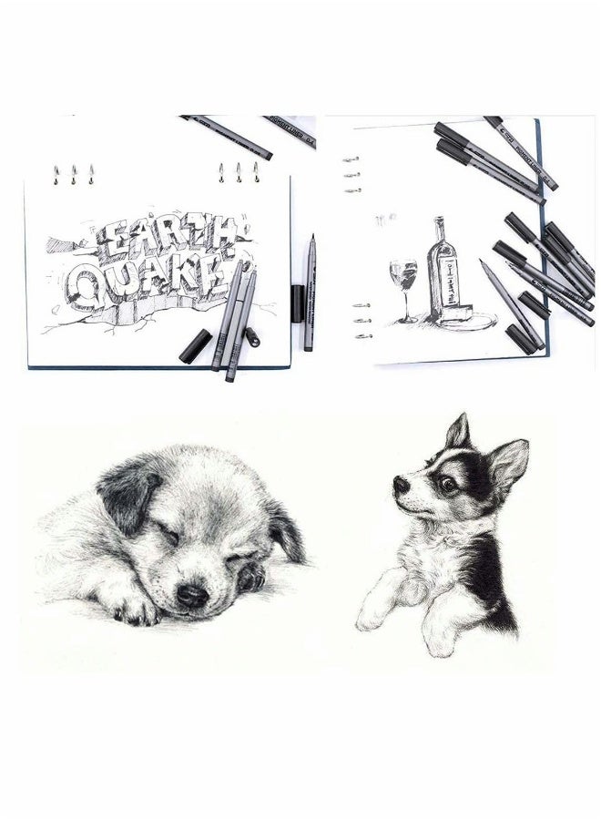 Generic Fineliner Pens, Cozy 9 Pack Black Pigment Liner Micro Liner Fineliner Drawing Pens, Different Nib Sizes with Anti-Bleed for Sketching Drafting Office Documents Comic Manga Scrapbooking - Image 2