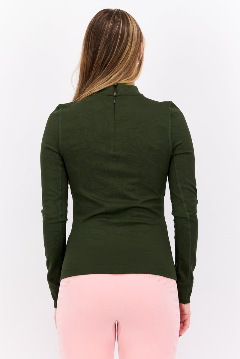 PUMA بلوزة تدريبية طويلة الأكمام للنساء، زيتوني - Image 2