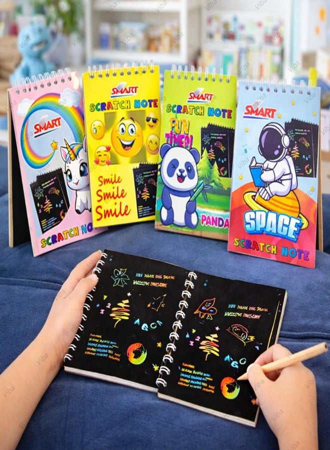 VIBA® Scratch Notebook for Kids (8 Pages, 14 x 10 cm) | Magic Scratch Art Book with Wooden Stylus | Birthday Return Gift, Party Favor & Travel Activity for Children (Pack of 12) - Image 4