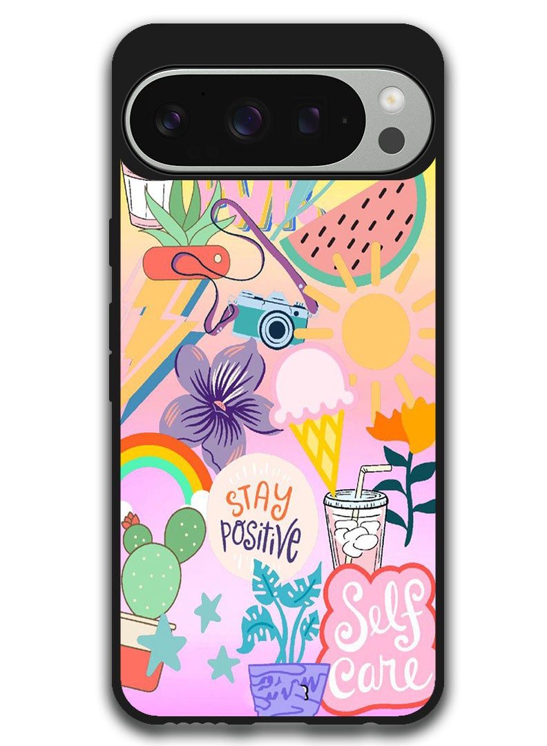 Theodor Protective Case Anti Scratch Shock Proof Bumper Cover For Google Pixel 9 Pro Stay Positive - Image 1