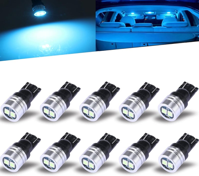 iBrightstar Extremely Bright 3030 Chipsets 168 175 194 2825 W5W T10 Wedge LED Bulbs for License Plate Interior Map Dome Trunk Lights, Ice Blue - Image 1