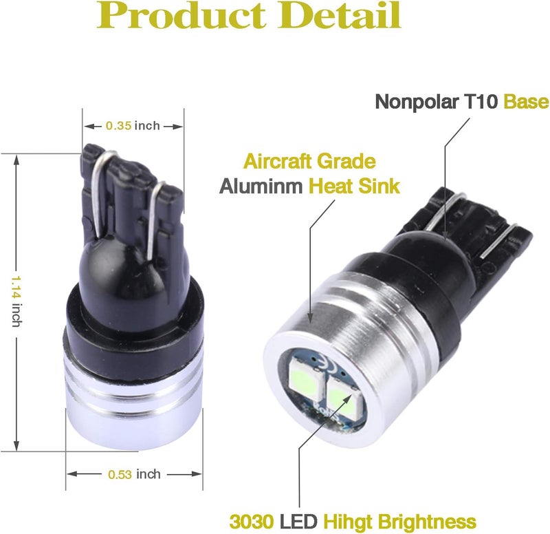 iBrightstar Extremely Bright 3030 Chipsets 168 175 194 2825 W5W T10 Wedge LED Bulbs for License Plate Interior Map Dome Trunk Lights, Ice Blue - Image 2