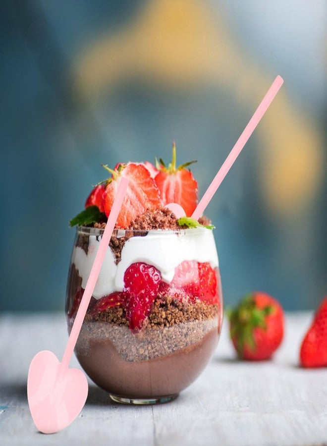 KALLORY KALLORY 100pcs Pink Spoons Heart Shaped Spoon Plastic Mini Cute - for Bridal Shower Wedding Birthday Tea Party Souvenirs for Guests - Image 3