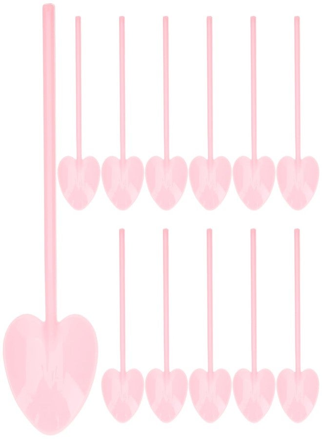 KALLORY KALLORY 100pcs Pink Spoons Heart Shaped Spoon Plastic Mini Cute - for Bridal Shower Wedding Birthday Tea Party Souvenirs for Guests - Image 1