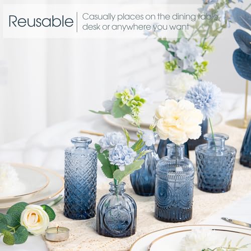 TBWIND 12Pcs Blue Glass Bud Vases Set, Small Vases for Flowers, Perfect for Centerpieces at Parties, Baby Showers, Weddings, Events, Graduation Season, Great Gifts for Office & Home Décor - Image 4