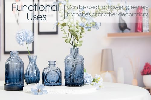 TBWIND 12Pcs Blue Glass Bud Vases Set, Small Vases for Flowers, Perfect for Centerpieces at Parties, Baby Showers, Weddings, Events, Graduation Season, Great Gifts for Office & Home Décor - Image 3
