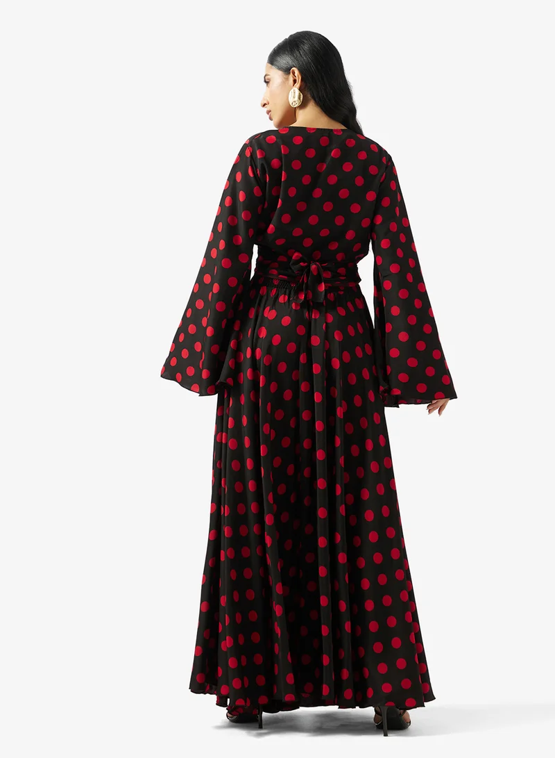 Golden Apple V neck Dotted 2PCS Set