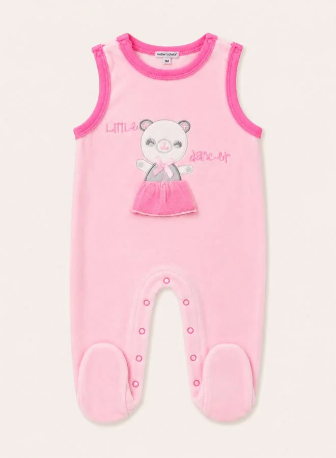 Mothers Choice Baby Girls Pink and Grey Little Dancer Velour Jumpsuit and Long Sleeve Top Set