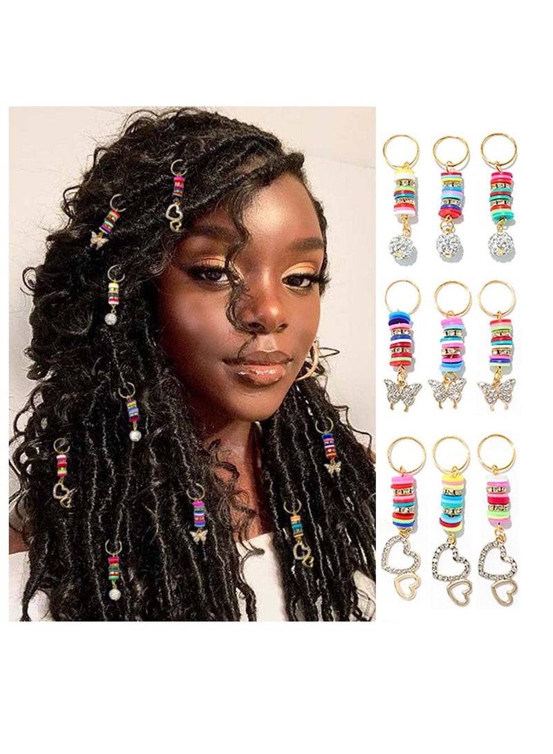 SYOSI Butterfly Crystals Loc Jewelry Gold Rhinestones Braid Hair Ring Jewels Heart African Dreadlock Accessories Charms for Black Women (18PCS)  - Image 1
