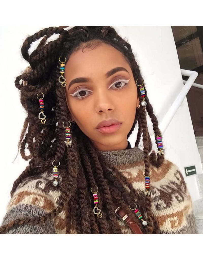 SYOSI Butterfly Crystals Loc Jewelry Gold Rhinestones Braid Hair Ring Jewels Heart African Dreadlock Accessories Charms for Black Women (18PCS)  - Image 2