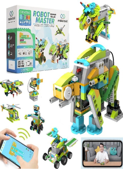 STEM Robot Programming Educational Building Block Toy for Kids, Science Kid Learning & Education Toys,24 Video Lessons,100+in 1 APP RC Coding Robot, Ideal Gift for Boys and Girls Ages 6+